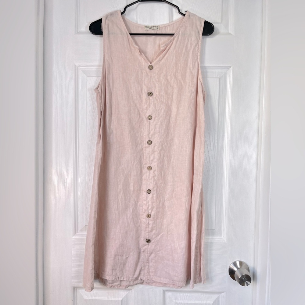 Terzo Millennio Pink Linen Pullover Dress Size Small